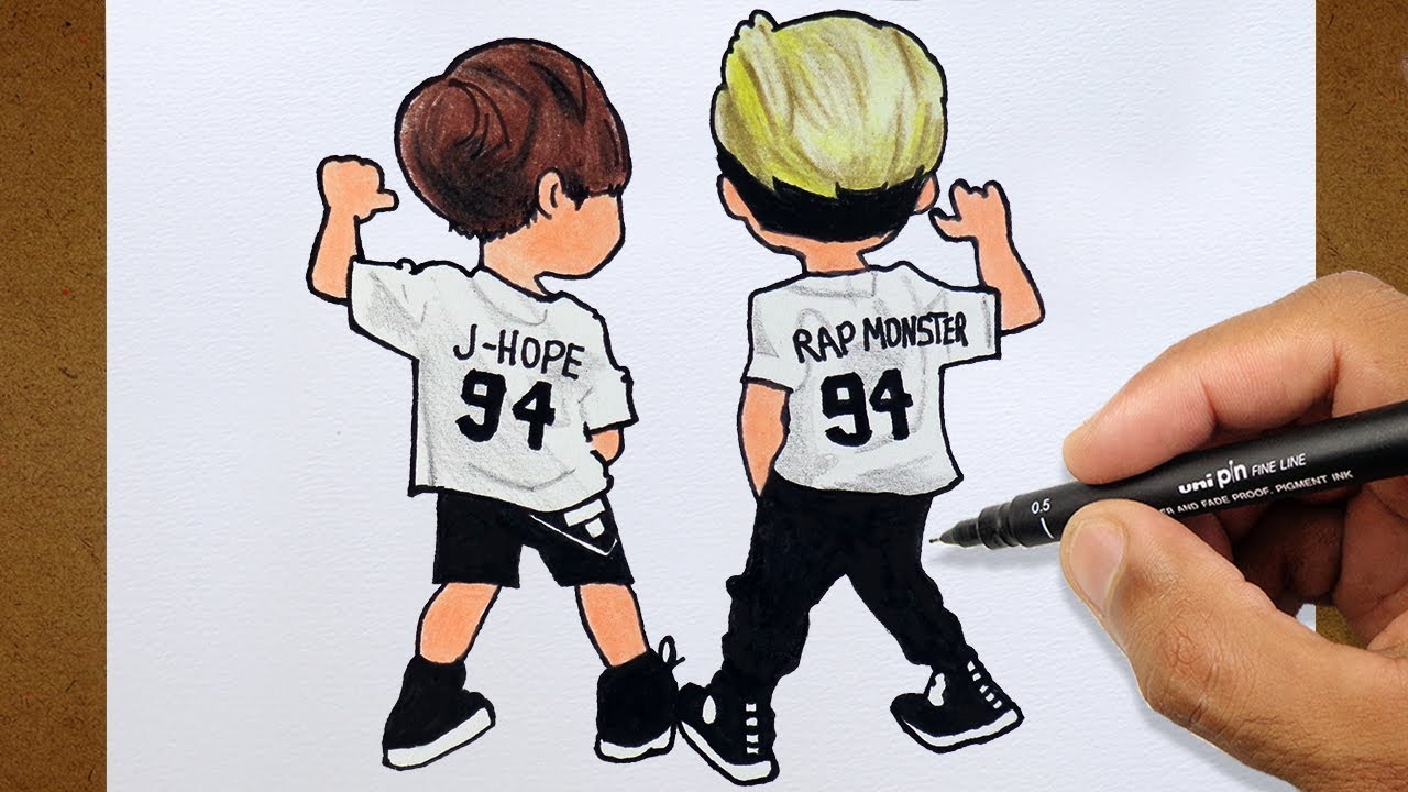 Como Desenhar BTS K-POP - GAROTOS COREANOS - COLORINDO E DESENHANDO