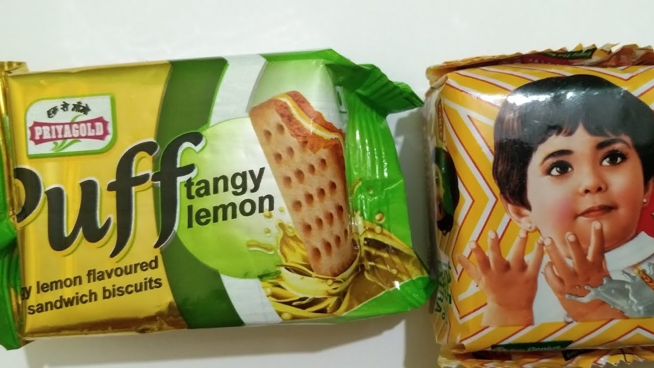 ASMR satisfying video of puff rangy lemon & Parle-G biscuit 🍪🍪 opening video 🍫🍩🍭