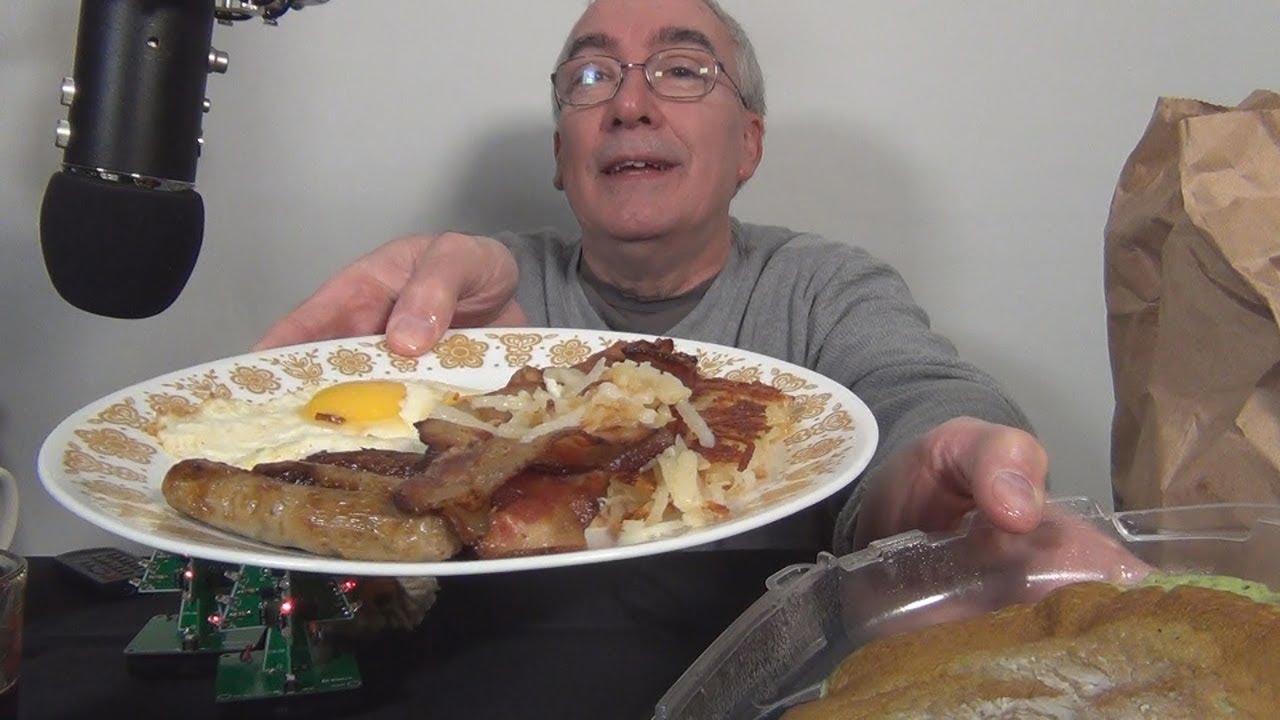 ASMR Eating IHOP Grinch's Green Pancake Combo Breakfast