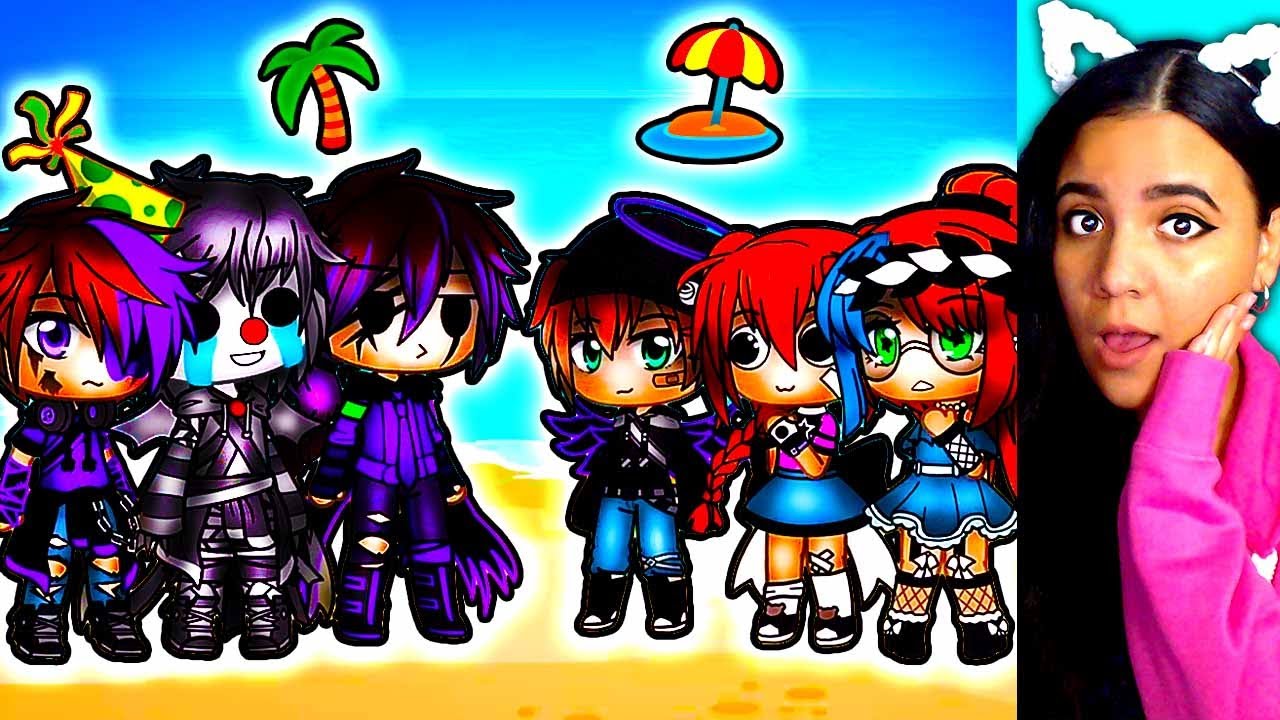 ⛱🌴 Семья Афтон отправляется на пляж! ⛱🌴 Реакция на мини-фильм FNAF Gacha Club