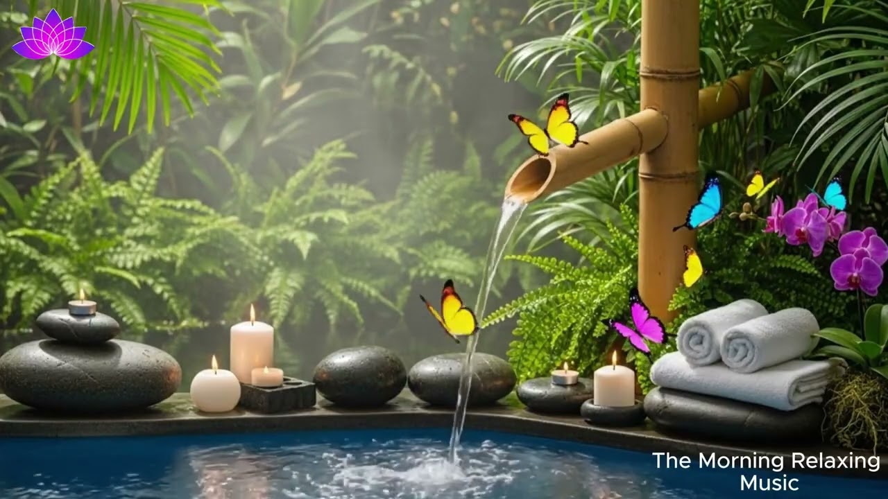 Bamboo Water Fountain and Healing Piano Music 🌿 Relaxing Music, Sleep Music, Spa Music, Meditation