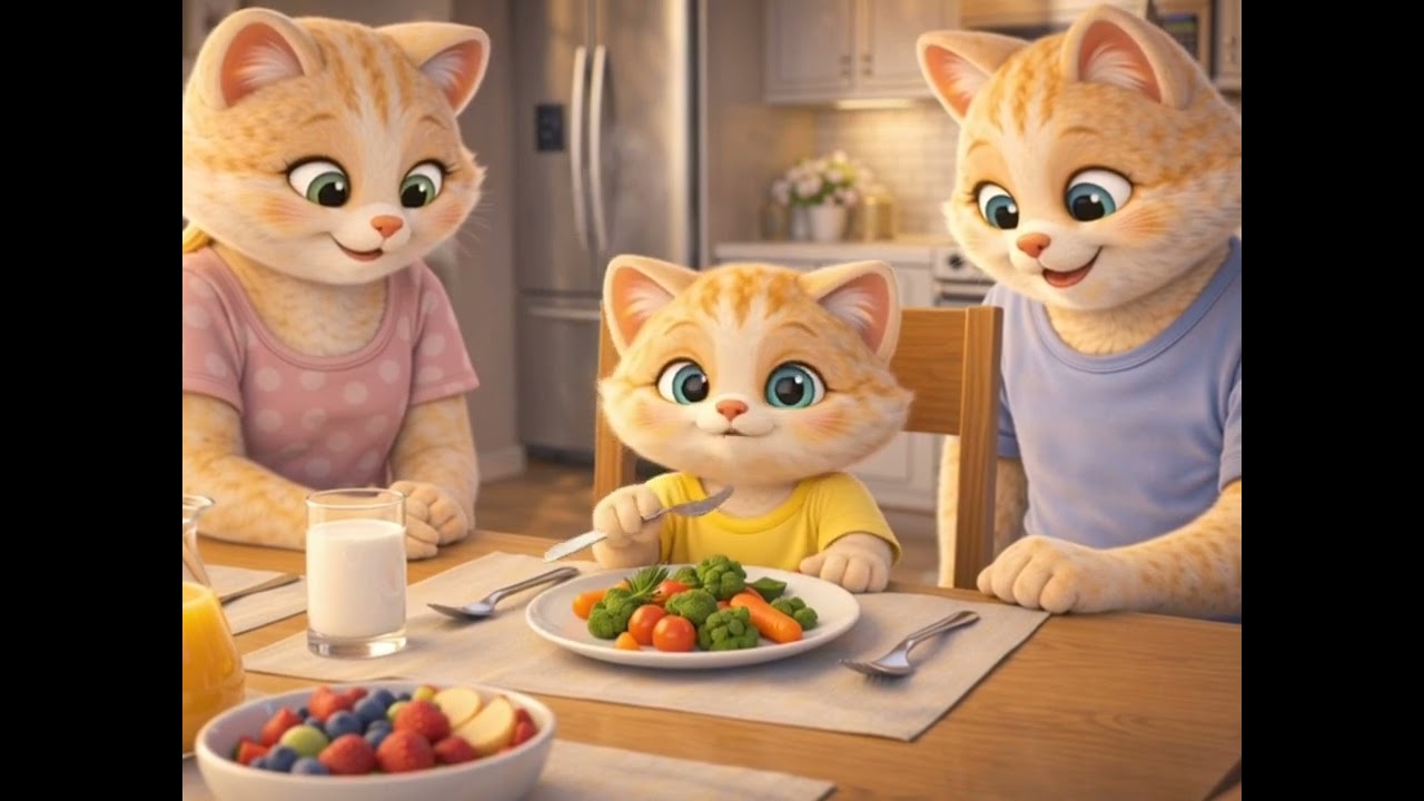 Bunny Learns Good Habits 🐱✨ | Cute Cat Family Story for Kids | Moral Story