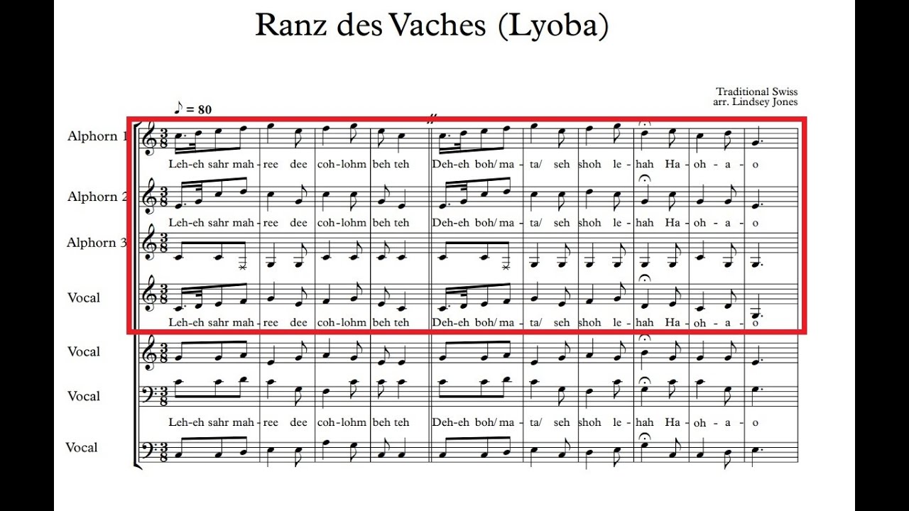 Ranz des Vaches (Lyoba)--Horns Only Practice Version