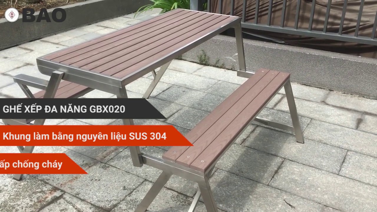 Ghế bàn xếp đa năng GBX020 - BAO INOX - Phụ kiện phòng tắm bằng inox 304
