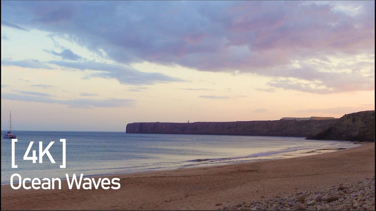 [4K] 2 Hours Ocean Sounds for Deep Sleep on Sagres Beach Sunset Portugal ASMR Fall Asleep