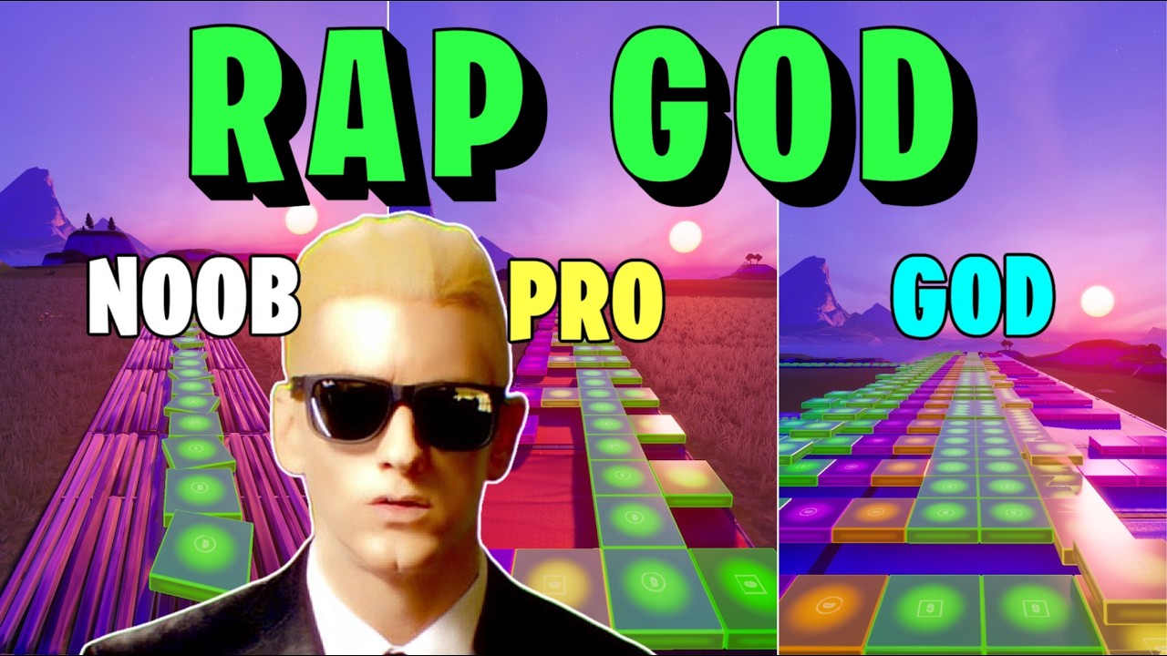 Eminem - Rap God - Noob vs Pro vs God (Fortnite Music Blocks)