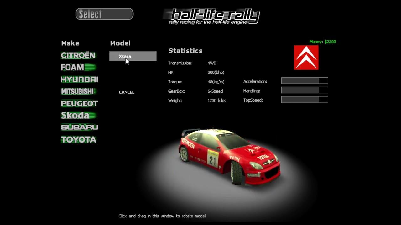 playing HLRally mod for Half life 1 (read desc)