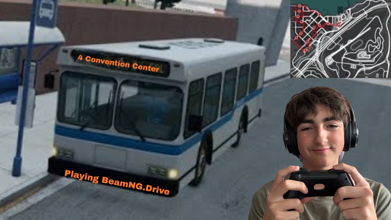 Playing BeamNG.Drive bus route: 4 convention center