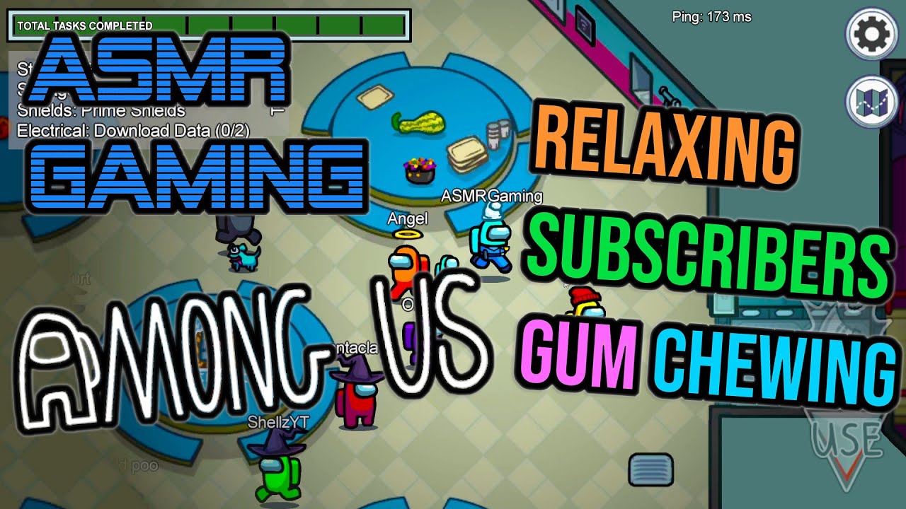 ASMR Gaming 😴 Among Us Relaxing Subscribers Fun Gum Chewing 🎧🎮 Mouse Clicking Sounds + Whispering 💤