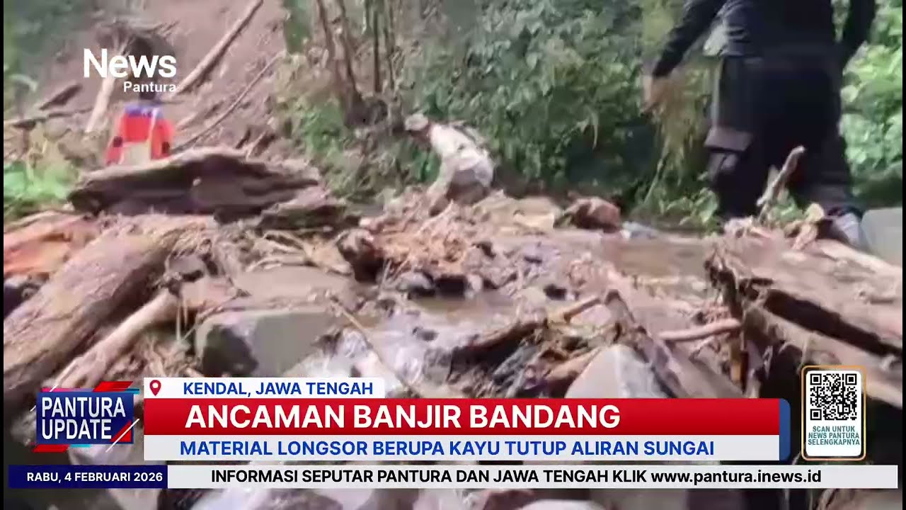Material longsor tutup aliran sungai terong, waspada banjir bandang 