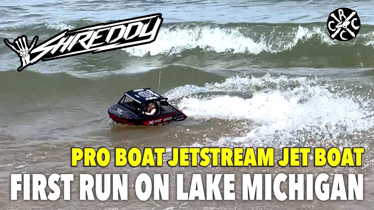 SHREDDY Pro Boat Jetstream Jet Boat RC First Run On Lake Michigan