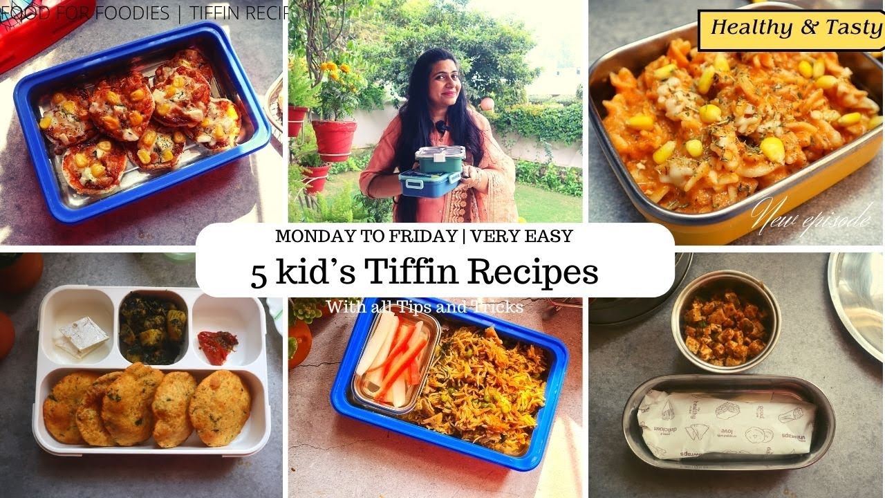 5 Easy Kid's tiffin recipe #mondaytofriday |#pizza #pasta #paneerburji #moondalpuri #foodforfoodies