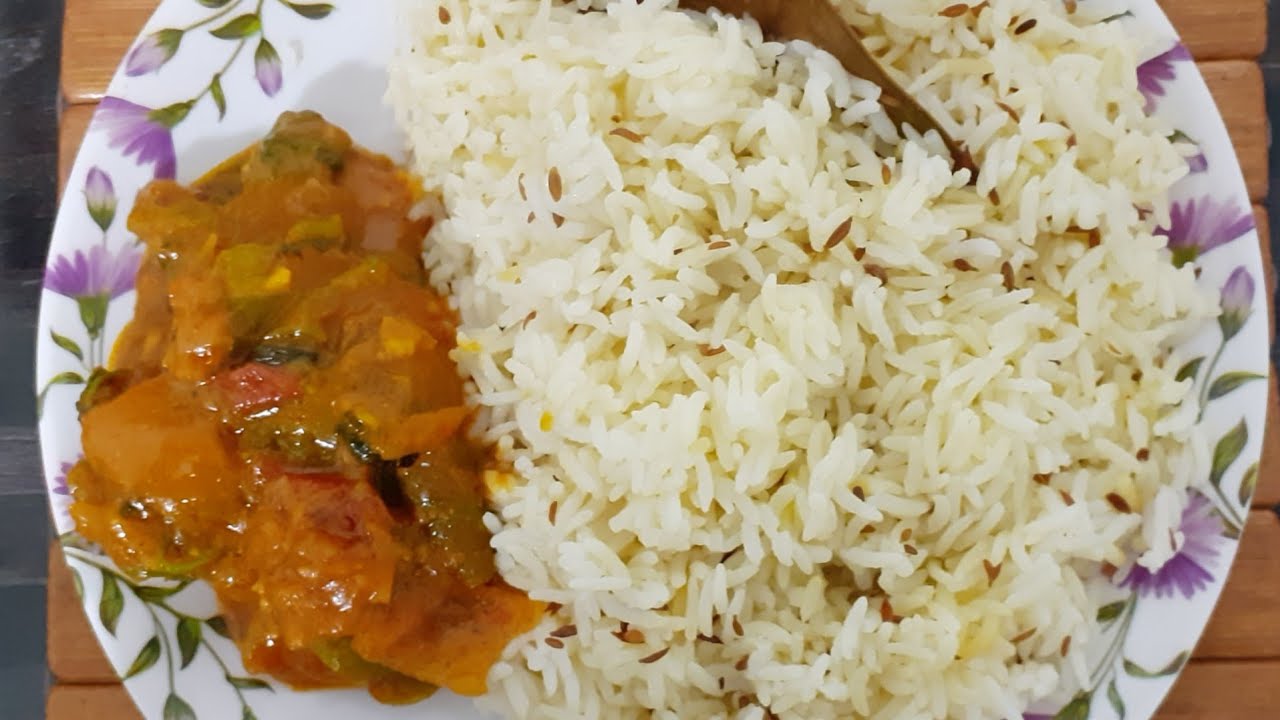 Capsicum curry & jeera rice // perfect lunch combo // simla mirch curry ..