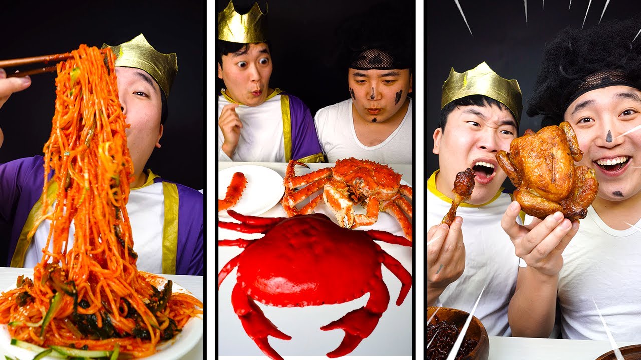 ASMR MUKBANG королевский краб, жареный цыпленок, корейская еда | острая еда TikTok смешные пранки