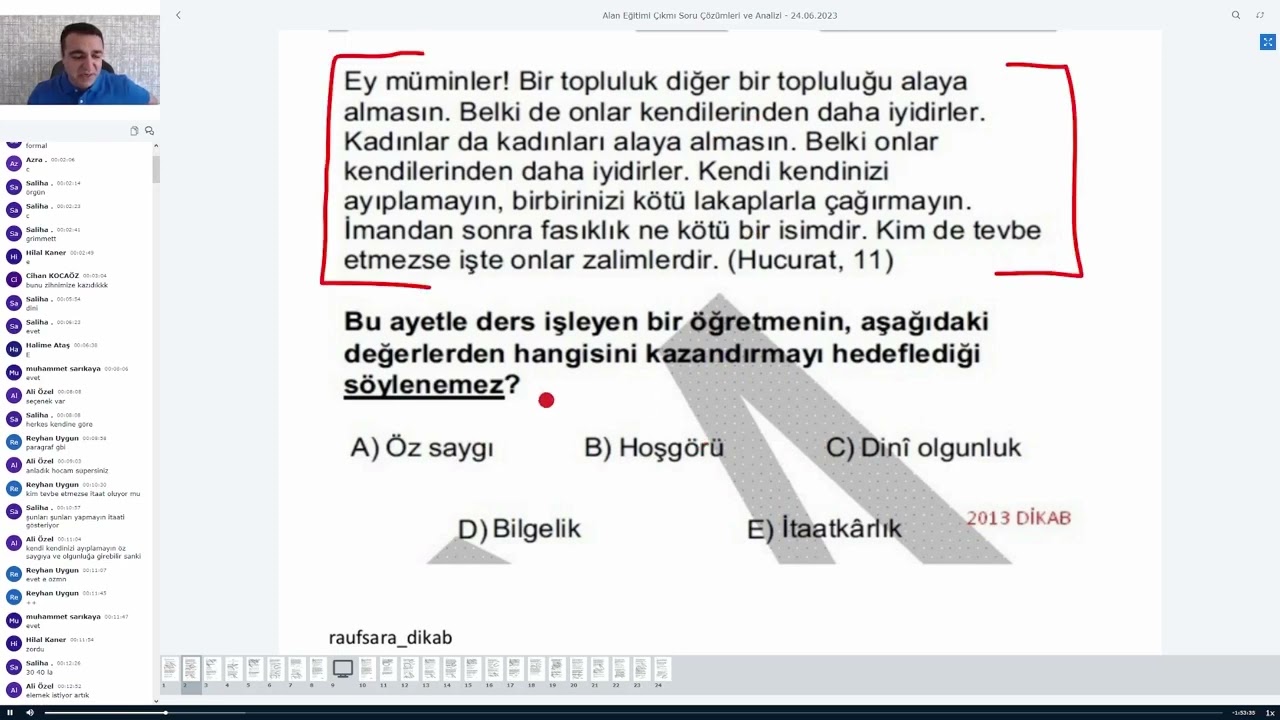 Dikab Alan Eğitimi Çıkmış Soru -1 (2013-2014-2015-2016) Çözümleri ve Analizi