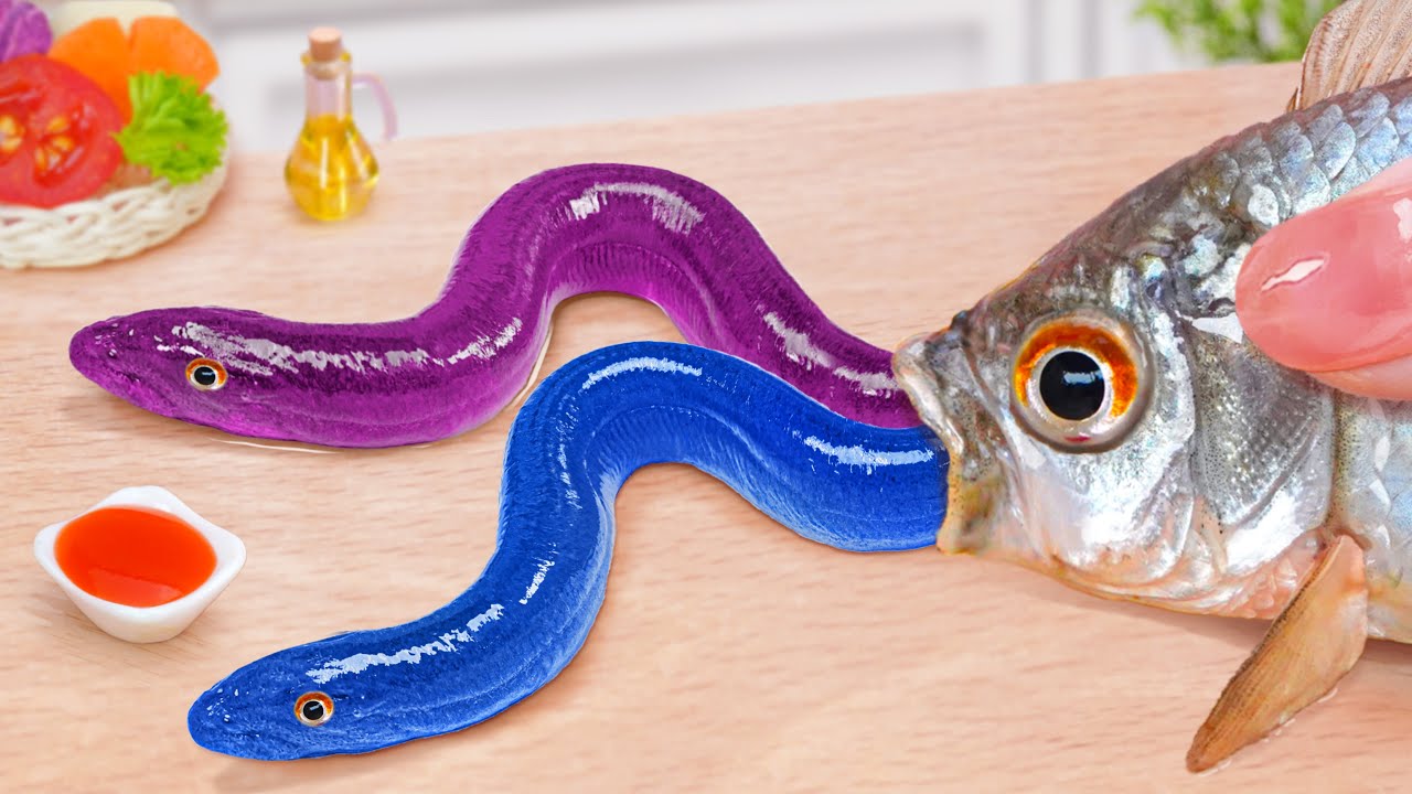 Catch And Cook 🏮 Best Japan Seafood Miniature Grilled Fish Eel Recipe 🐟 Mina Mini Kitchen