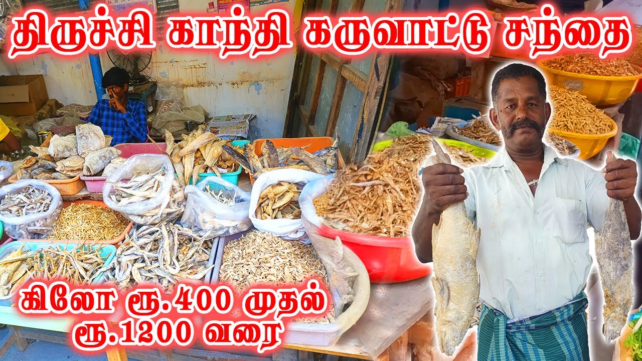 திருச்சி காந்தி மார்கெட்டில் உள்ள கருவாட்டுச் சந்தை | Trichy Gandhi market | Karuvadu | Dried Fish