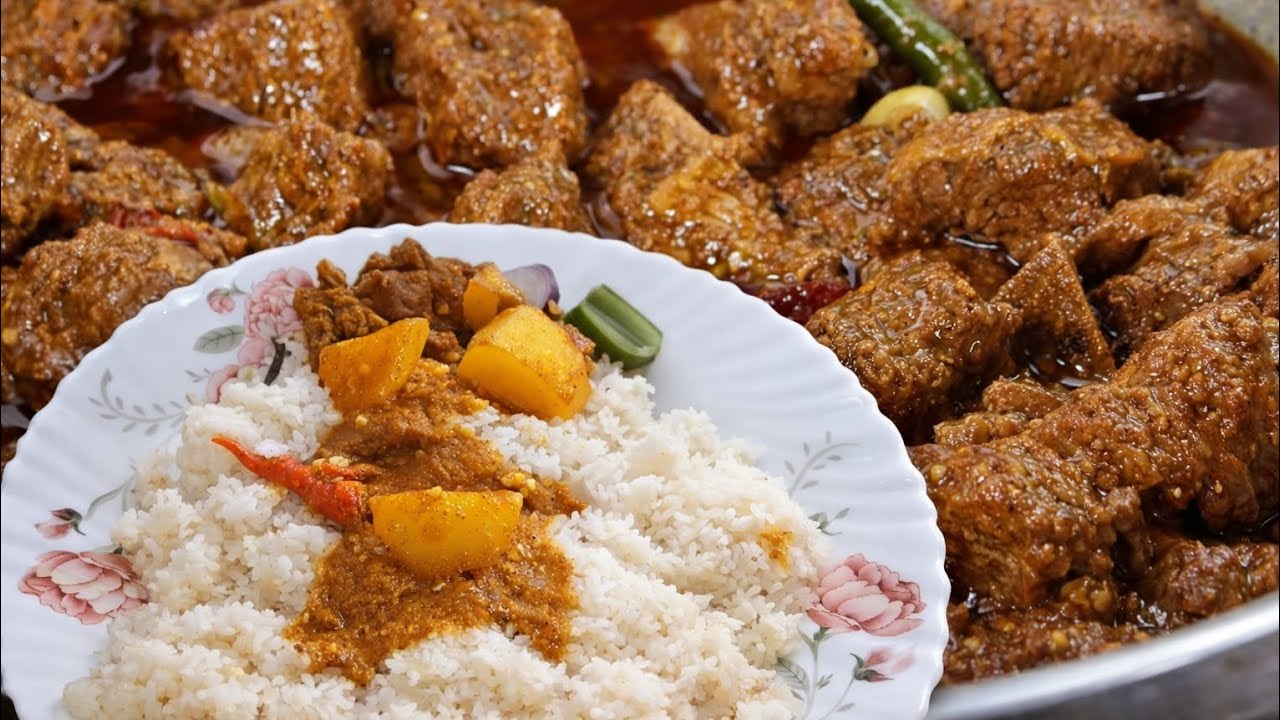 Beef Lal Bhunna With Plain Polao | Traditional Bengali food 