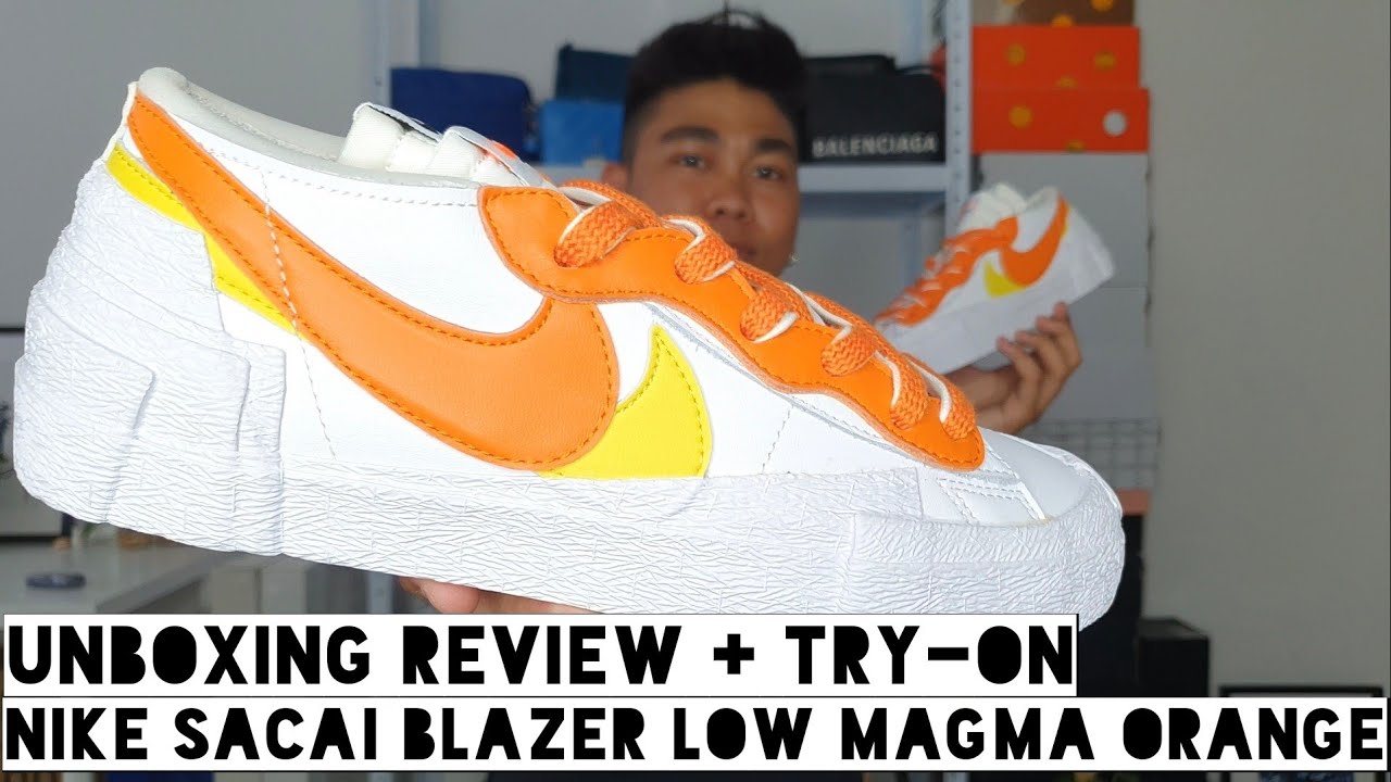 Nike Blazer Low x Sacai Magma Orange Unboxing Review + Try-On