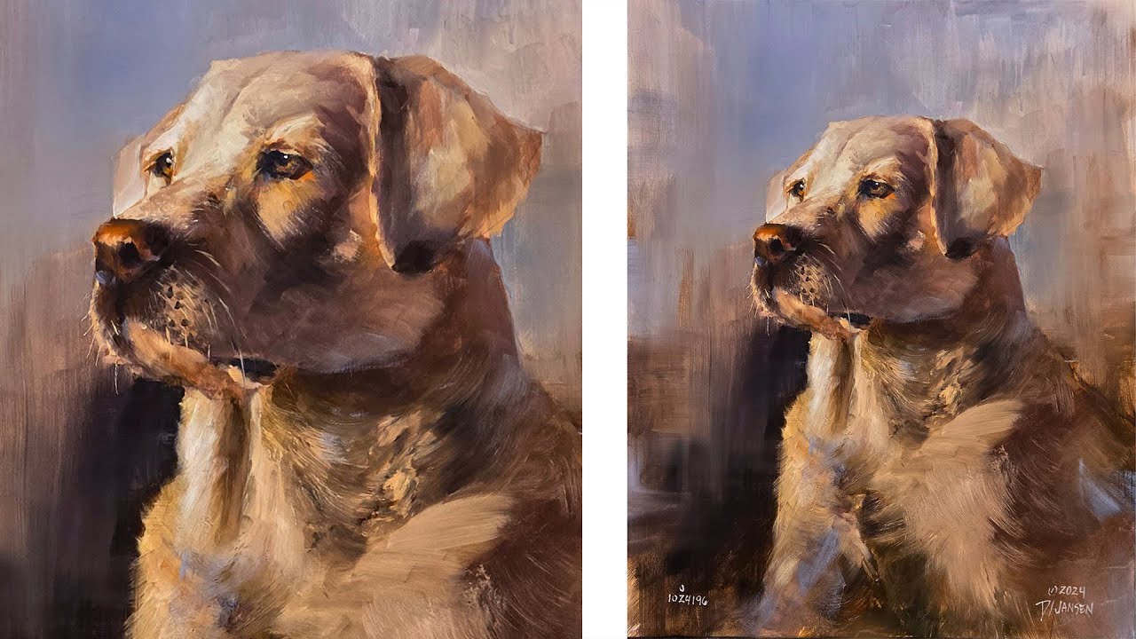 Painting The Yellow Labrador with Acrylics Part 2 Painting Details