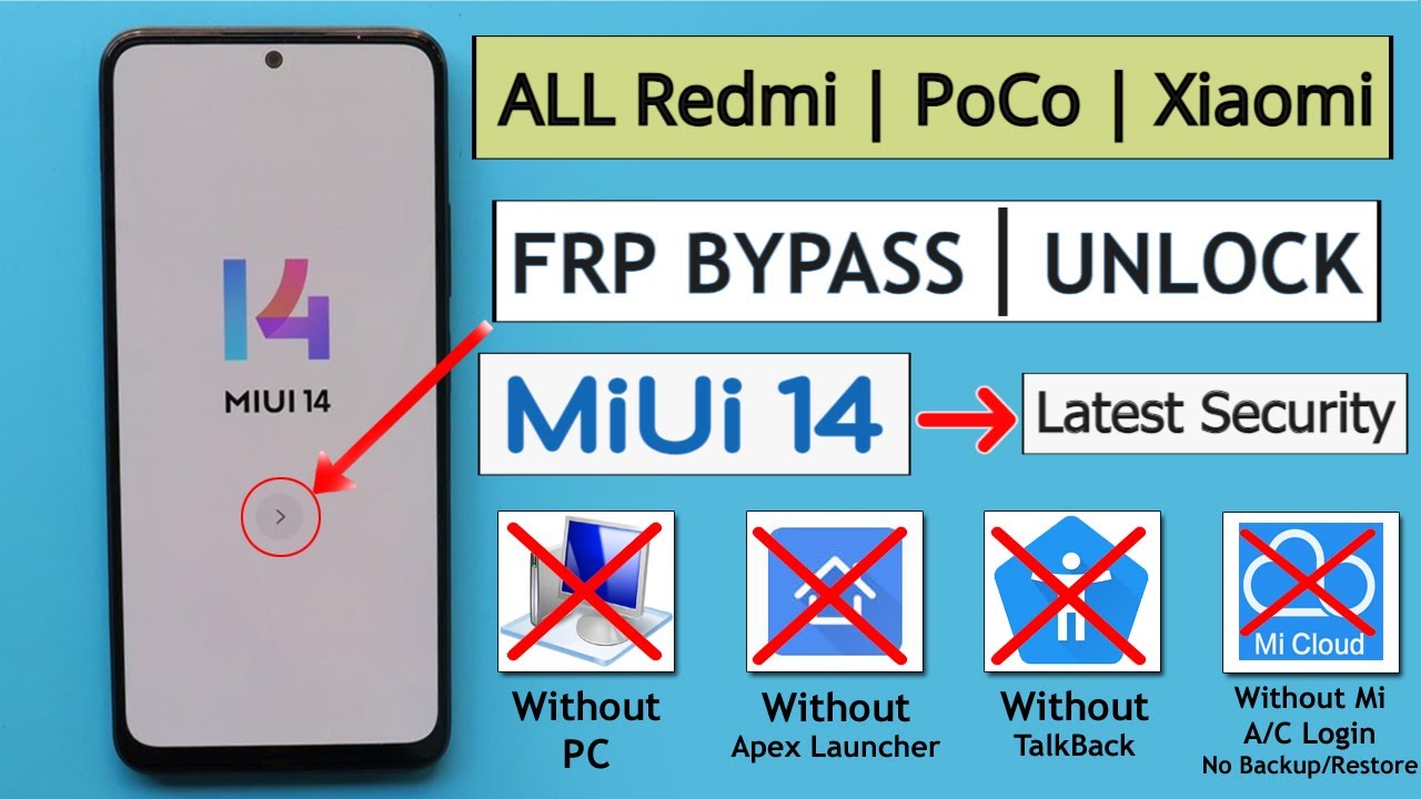 BOOM ! All Redmi/Poco/Xioami Miui 14 Latest Security Frp Bypass/Unlock - Without Second Space 2023