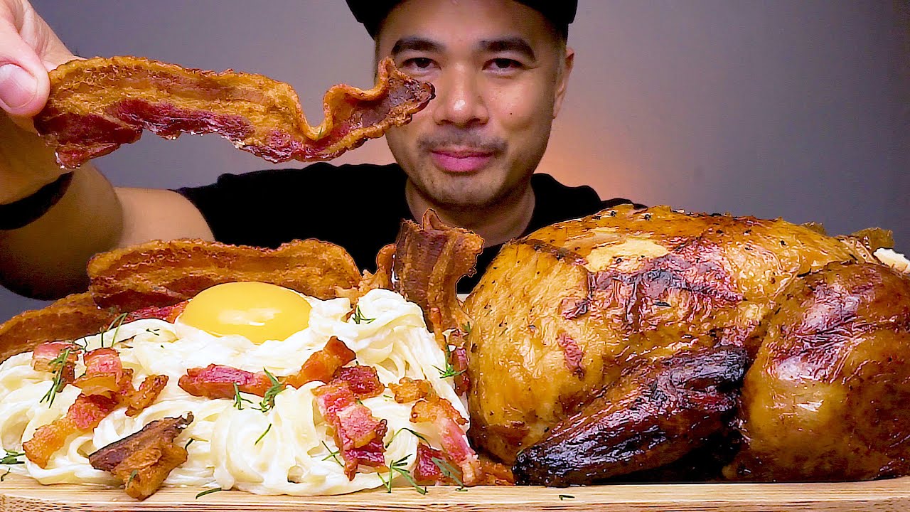 PASTA CARBONARA WITH RAW EGG YOLK AND CRISPY BACON | CHICKEN ROTISSERIE | LECHON MANOK | ALFIE EATS