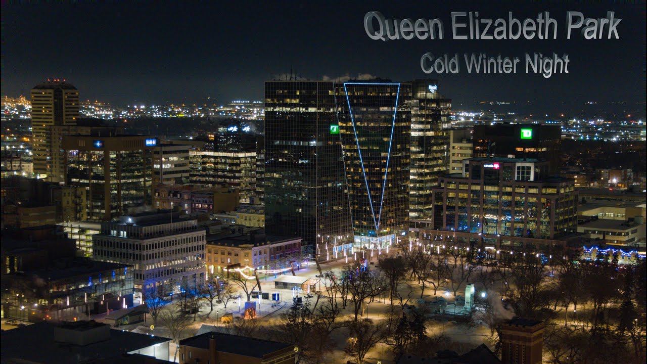 Regina Saskatchewan Queen Elizabeth Park Winter Evening 2022 4K