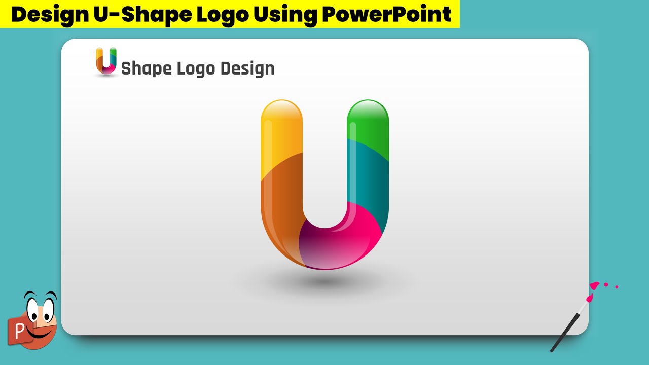 27.Design Glossy U Shape Logo Using Microsoft PowerPoint | Professional 3D Logo Design