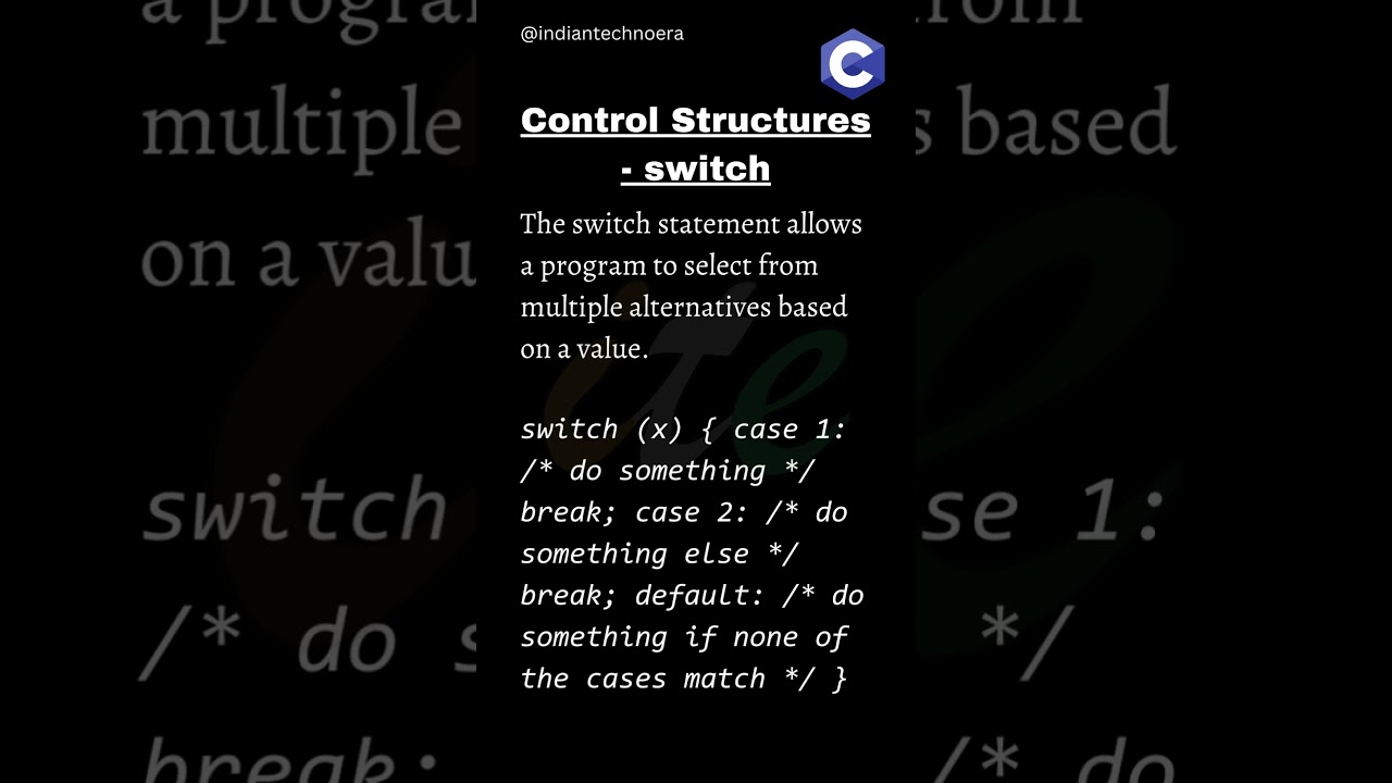 26  Control Structures switch #c #Shorts #indiantechnoera