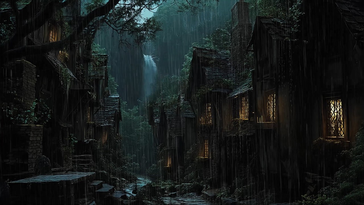 🏰 Experience Deep Relaxation with Rain In Dark Forest Village 🏰 Sleep Peacefully with Rain