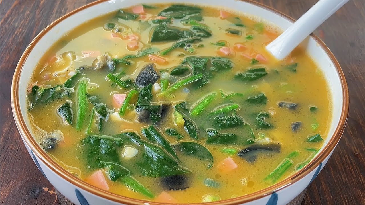 菠菜汤这做法太牛了，不用熬骨汤，不用添加剂，又鲜又香，超好喝【阿胖面食】