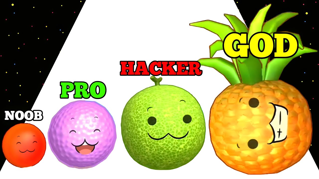 Watermelon Run - NOOB vs PRO vs HACKER vs GOD Level Up Gameplay ( Suika Balls )