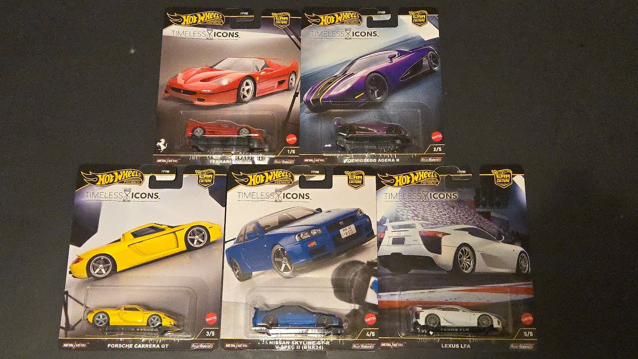 Открываем набор Hot Wheels Timeless Icons 2025: Ferrari F50, Lexus LFA, Porsche Carrera GT