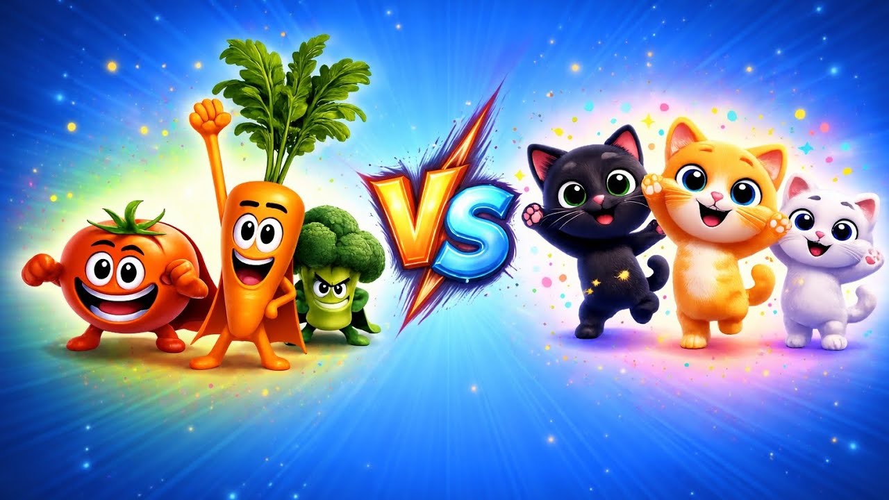 Música infantil meu gatinho vs comer vegetal qual é melhor os pequenino heróis kids