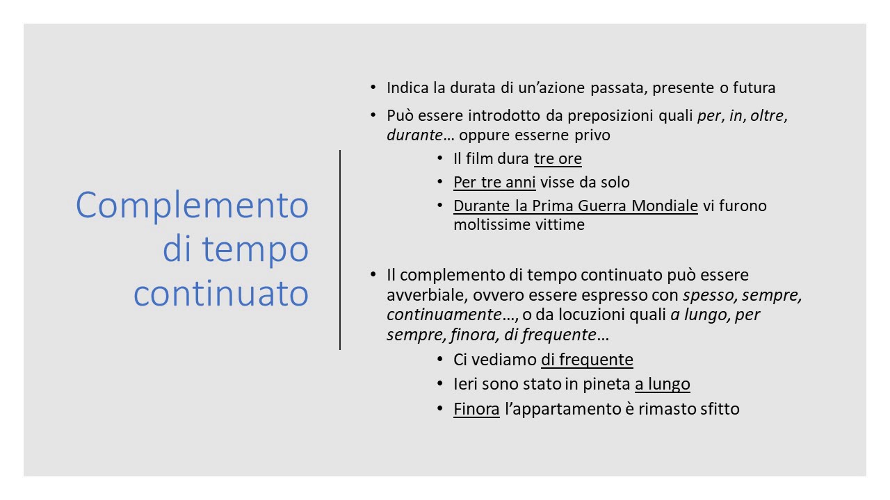 Complementi di tempo