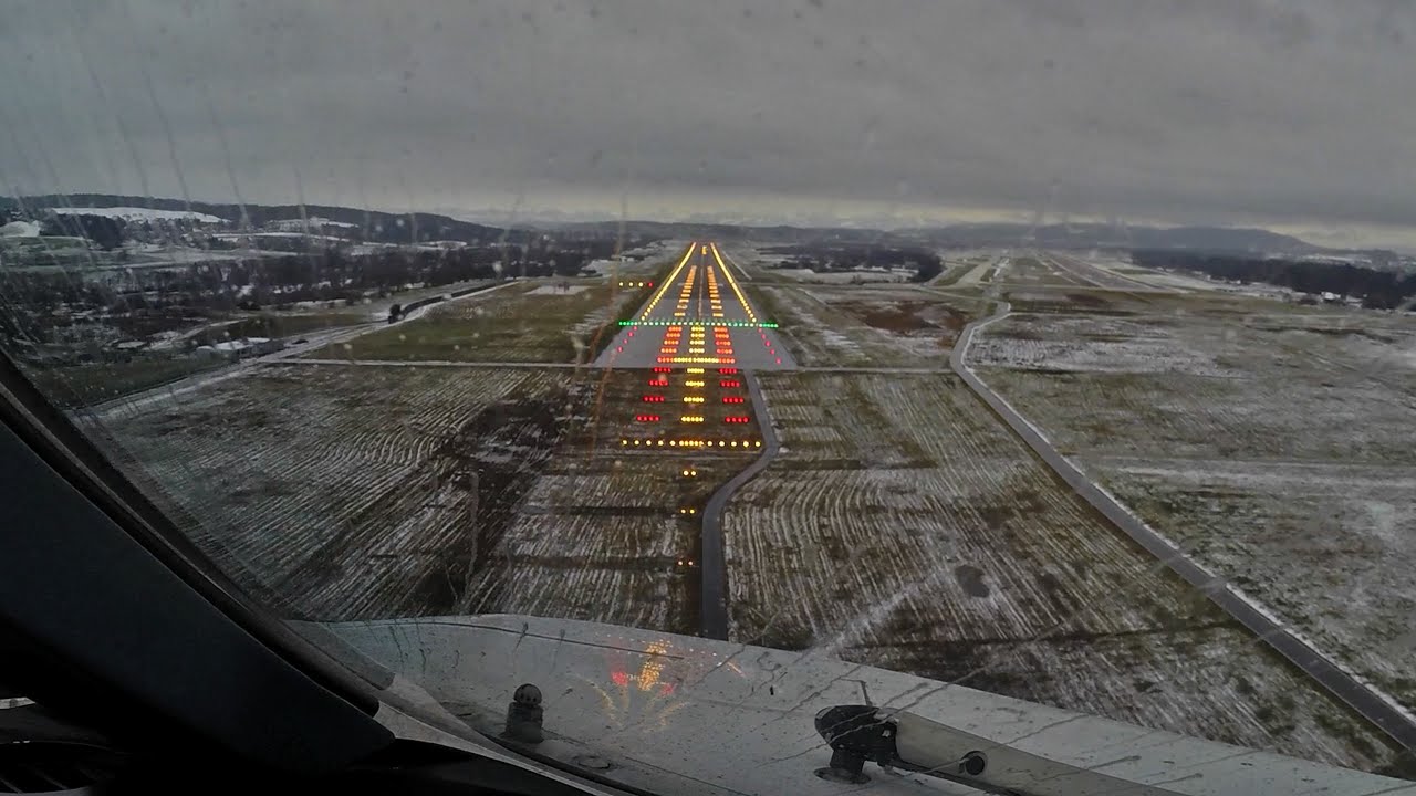PilotCAM A340 Winter Landing in Zurich (with music)