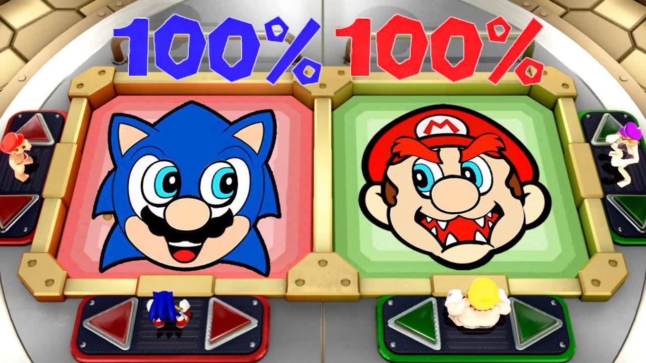 【スーパーマリオパーティ】ミニゲームマリオVsソニックVsワリオVsワルイージ(CPUの強さ：｢たつじん」)