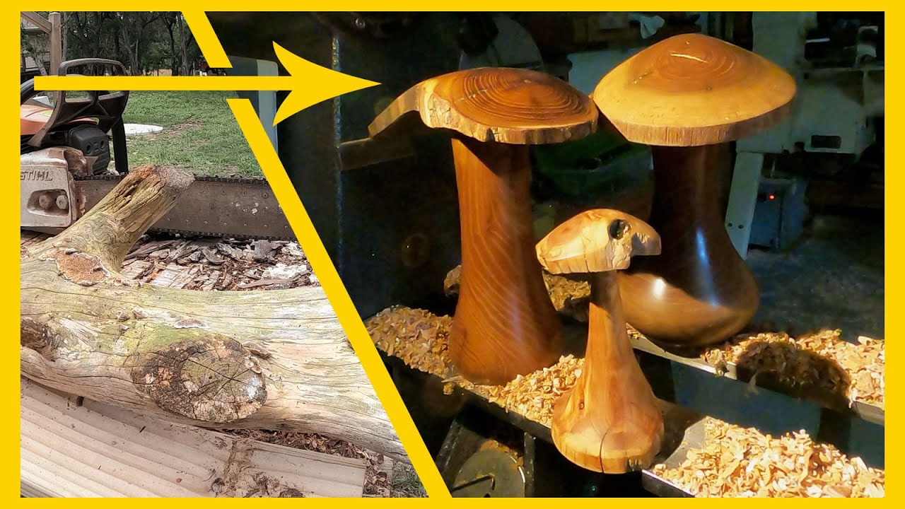 Turning a Mushroom from Firewood hoping it doesn't EXPLODE.