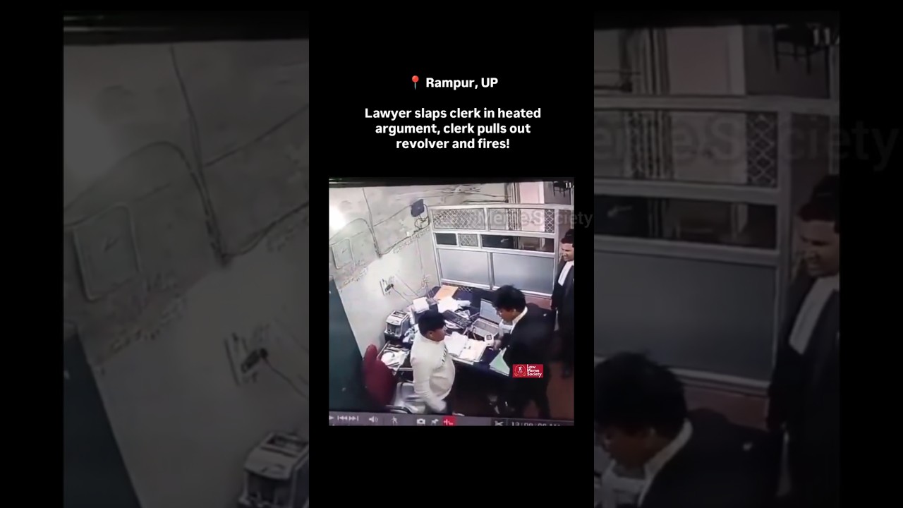Lawyer slaps clerk in heated argument,clerk pulls out revolver & fires #advocate #lawyer #viral #law