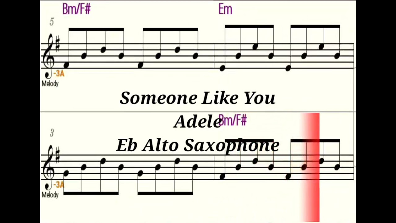 Someone Like You - Eb Alto Saxophone - Play Along - Sheet Music - Backing Track