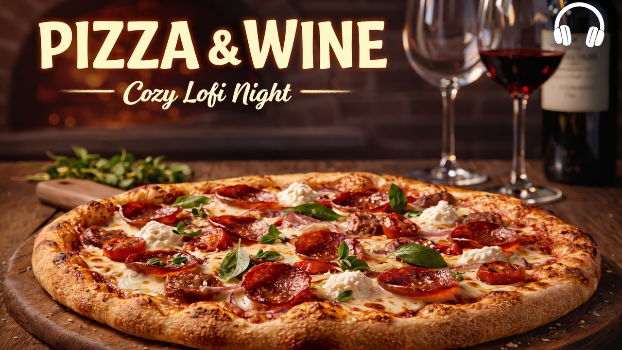 🍕 Pizza & Wine Lofi Night 🍷 | Cozy Dinner Beats &bull; Relaxing Chill Music (1 Hour Mix)