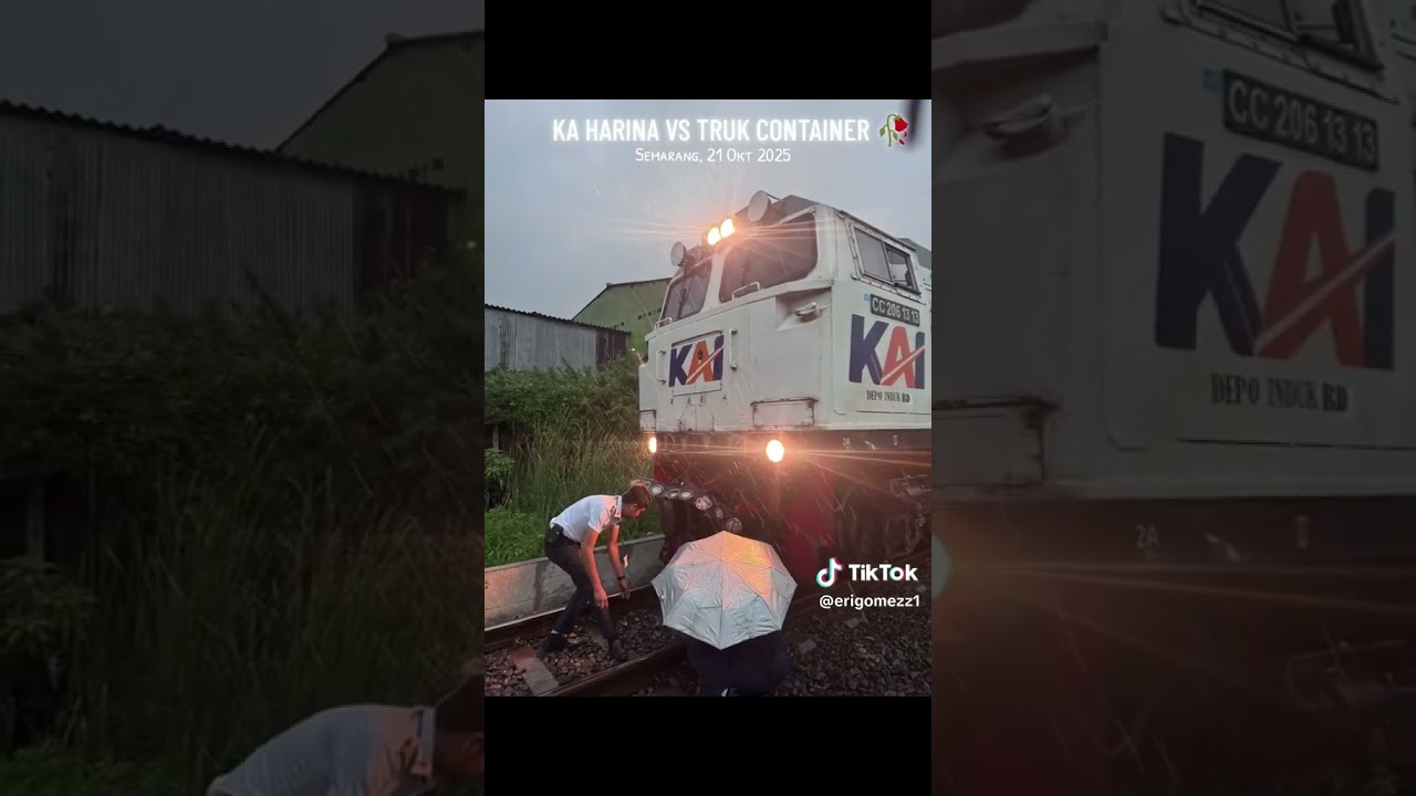 KA HARINA MENABRAK TRUK KONTAINER DI SEMARANG DAN KERETA BUMPER RUSAK DAN PEMBANGKIT #tragedi