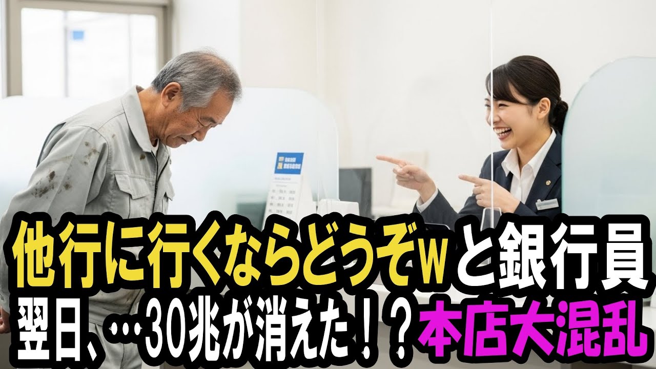 「他行に行くならどうぞw」とボロ服の老人を見下したエリート銀行員。翌日､頭取「30兆が消えた？」本店が大混乱に