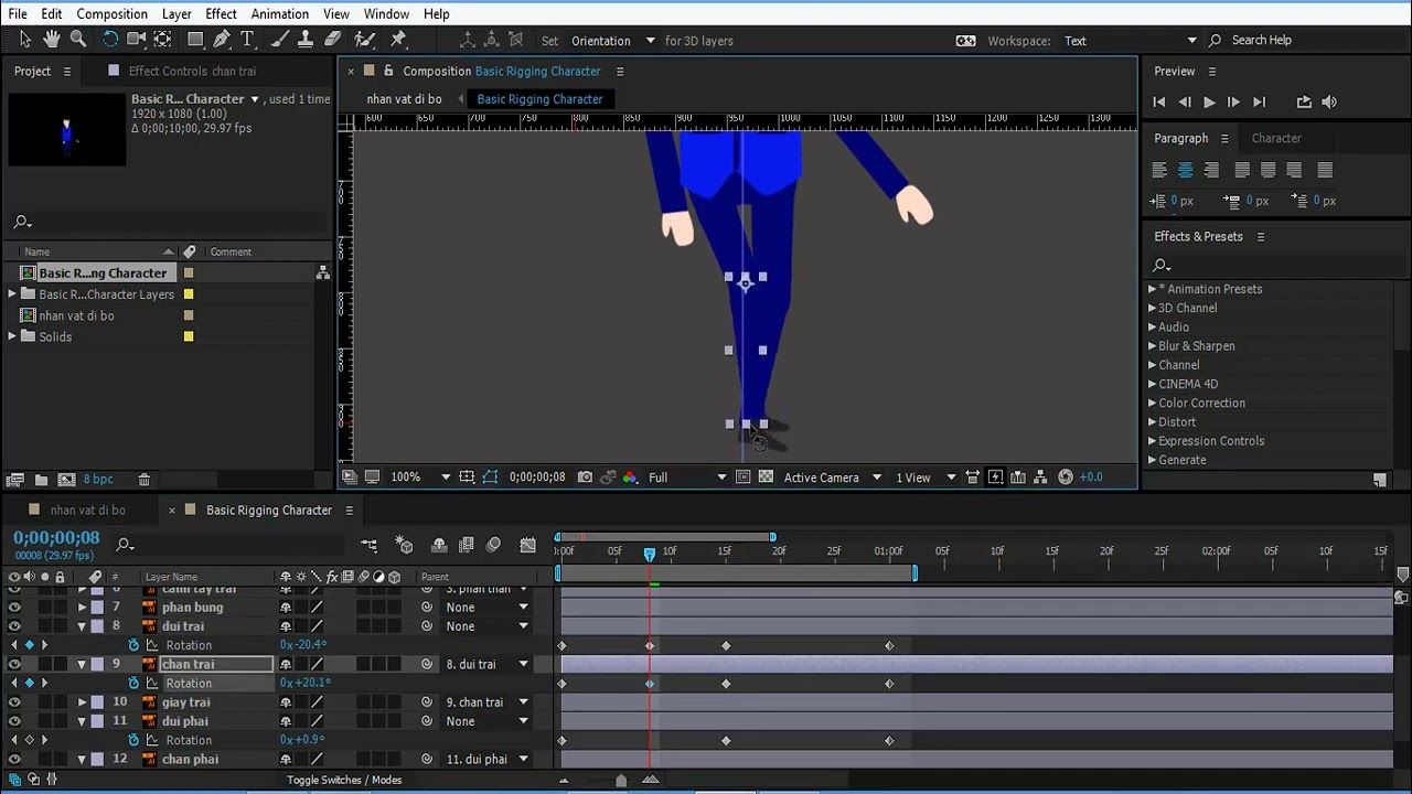 Học motion graphic với after effect: Chuyển động của chân #2