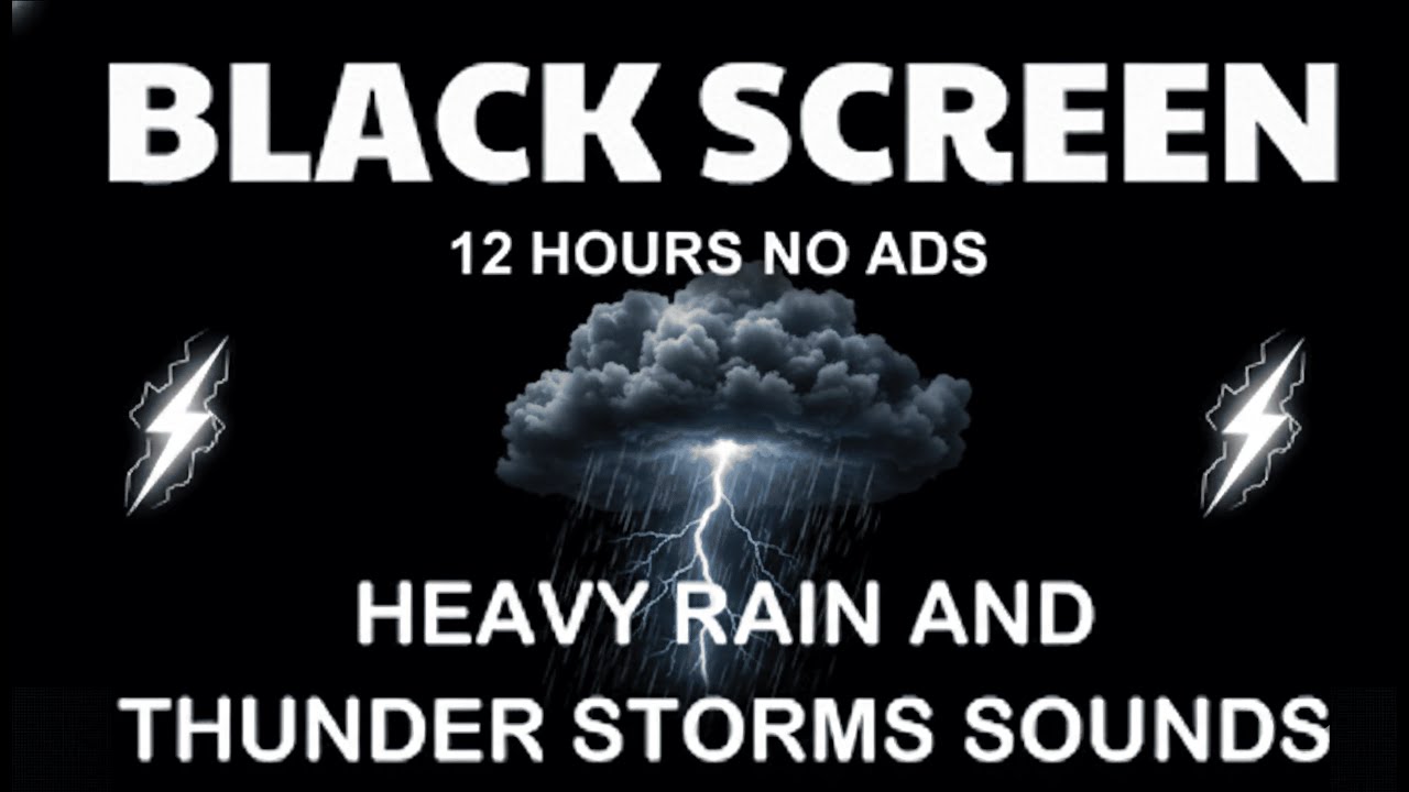 🔴 Heavy Rain & Thunder for Deep Sleep 🌧️⚡ | Black Screen Thunderstorm Sounds