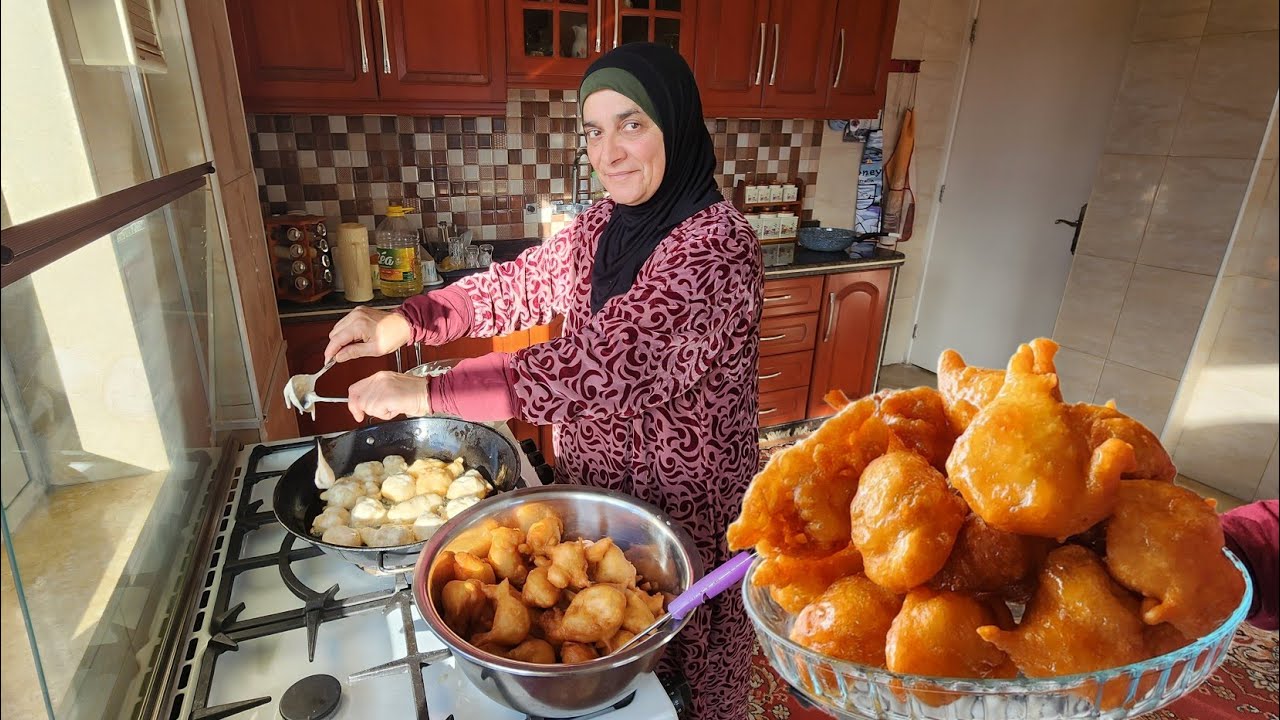 الزلابية اللبنانية في بيتي بعد غياب طويل😍حلوى اقتصادية بأجواء شتوية دافئة🌧🔥لذيذة جدا👌