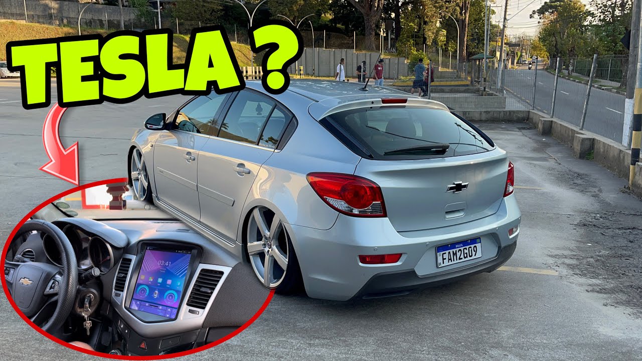 COLOCOU UMA TELA DO TESLA NO CRUZE REBAIXADO NA FIXA
