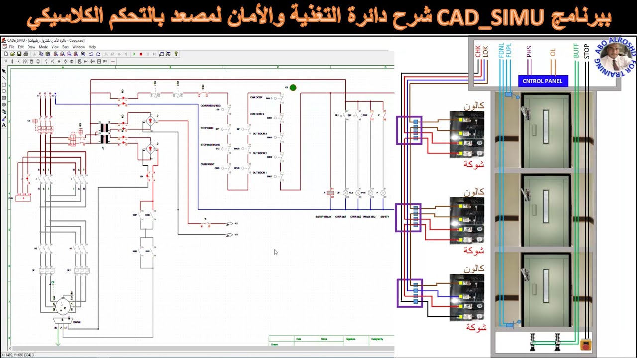 دائرة التغذية والأمان لكنترول كلاسيك ريليهات للمصاعد الكهربية Elevator control feeding and safety