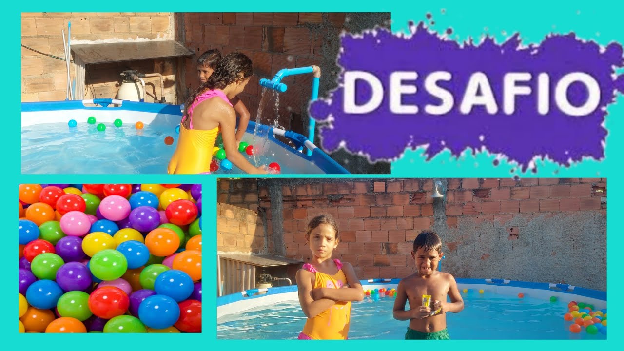 DESAFIO NA PISCINA, QUANTAS BOLINHAS PEGUEI!? Quem ganhou? 🔴🟡🟠🔵🟢 @helenamacedo1707