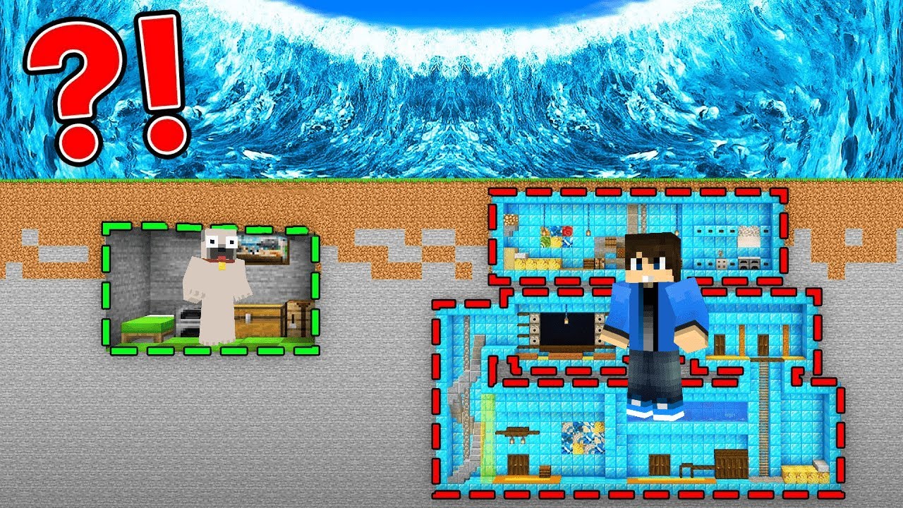 Kiis KICSI és Dani ÓRIÁS Bunker vs TSUNAMI a Minecraftban!